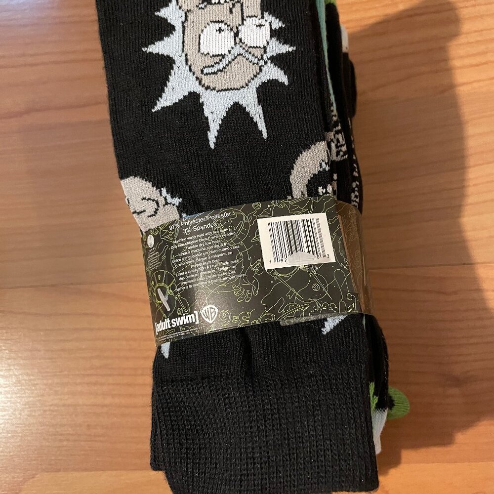 FIRM. Rick and Morty Adult Swim - 6 Pair CREW Socks by HYP. NWT Size 6-12 - Picture 5 of 9